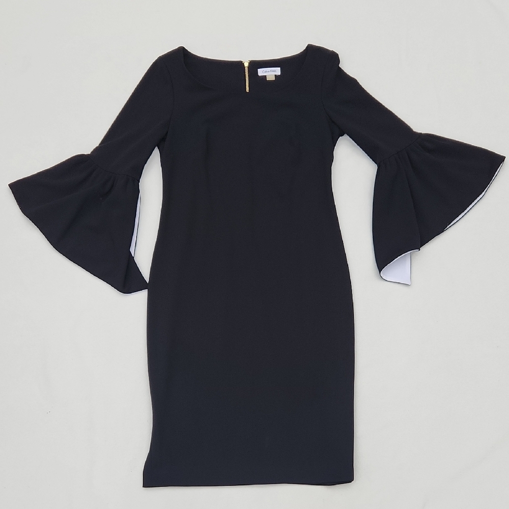 Calvin Klein Bell-Sleeve Sheath Dress Sz 8